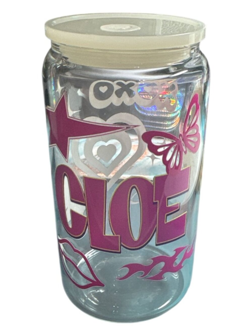 Bratz Cloe Glass Storage Jar With Lid & Purple Graphics 6.5 Inches Tall XOXO Des